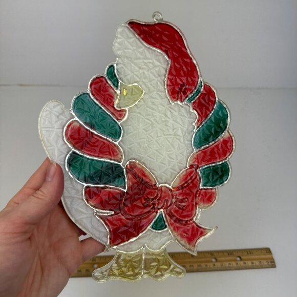 Vtg Plastic Suncatcher Stained Faux Glass Christmas Goose Duck Giftco Holiday - Picture 13 of 15